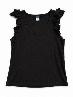 Old Navy Black Ribbed Ruffle Sleeve Tank Top – Size Large